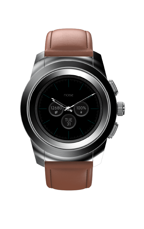 NoiseFit Fusion Hybrid Smart Watch with Leather Strap (Vintage Brown)