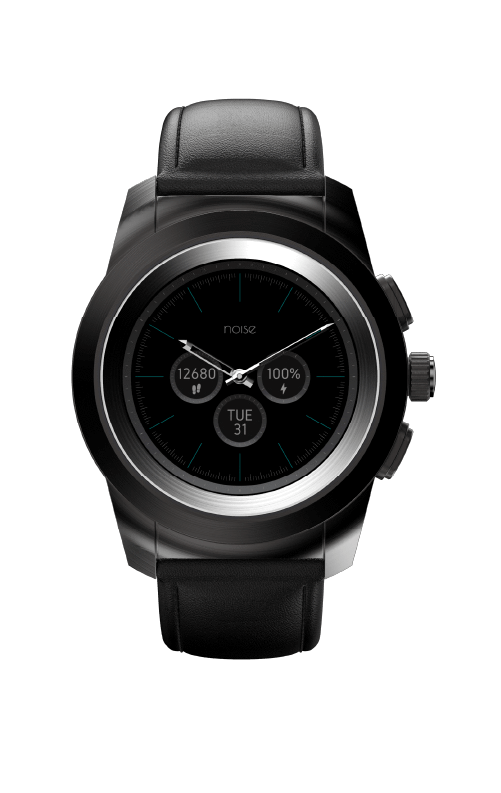 NoiseFit Fusion Hybrid Smart Watch with Leather Strap (Classic Black)